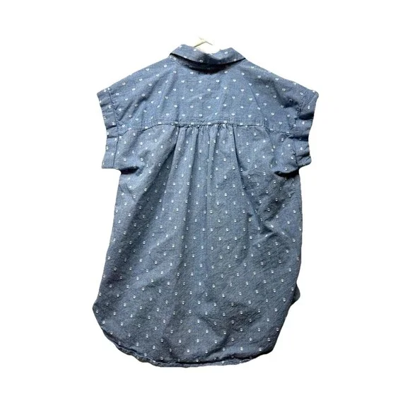 Loft Women's Chambray Dolman Blouse Cap Sleeves Blue Size XS Button Up Cotton - Picture 4 of 4